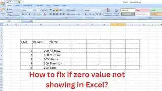 How to fix if zero value not showing in Excel / Zero not Showing in Excel Cell