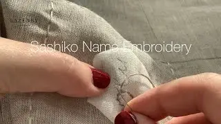 Sashiko name embroidered on EPP patchwork hexagon (no talking)