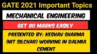 Gate 2021 Important Topics For Mechanical Engineering (Subject Wise) /Gate 2021 All Important topics