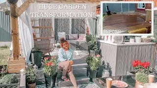 HUGE BUDGET GARDEN TRANSFORMATION UK | DIY DECKING & PERGOLA + DUNELM HAUL & GARDEN TOUR | AD