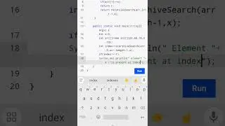 Java program to search a element in an array recursively main class #codingguru #youtubeshorts 😎