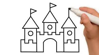 Bolalar uchun saroy, qal'a chizish/Drawing Castle for children/Рисунок сказочный замок для детей