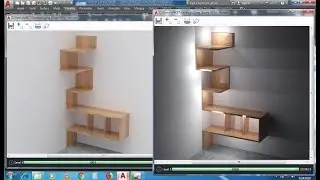 Corner Shelve Design With Material Texture ,Rendering & Lighting