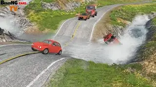 Cars vs Heavy water flowing vs LOG BRIDGE vs CARS VS DEEP RIVER #22 - BeamNG.drive | BeamNG-Cars TV