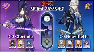 Spiral Abyss 4.7 C0 Clorinde & C0 Neuvillette Floor 12 Full Stars | Genshin Impact