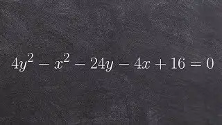 Complete the square then graph and identify parts of an hyperbola