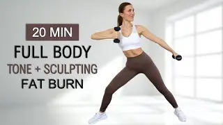 20 Min Full Body Burn | Tone & Sculpting Fat Burn, Light Dumbbells, At Home, No Repeat, Fun + Sweaty