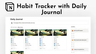 Habit Tracker with Daily Journal Notion Template + Free Template