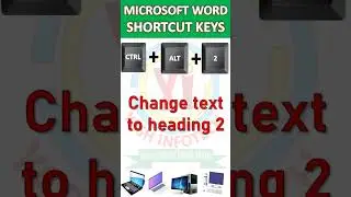 Ctrl + Alt + 2 – Change text to heading 2, MICROSOFT WORD SHORTCUT KEYS