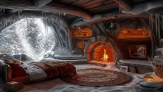 Cozy Overnight in a Cave: Embracing the Big Snowstorm with a Warm, Relaxing Fireplace for Deep Sleep