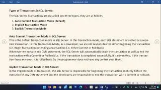 94- Types of Transactions in SQL SERVER with Examples (Hindi/Urdu)
