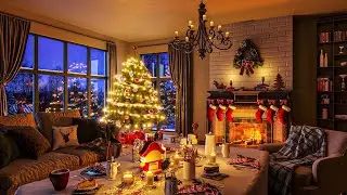 Christmas Ambience with Instrumental Christmas Music and Crackling Fireplace 24/7 - Christmas Carols