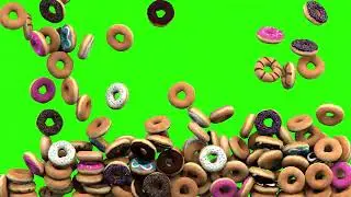 [4K] Falling Donuts Transition Green Screen