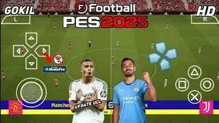 leFootball PES 2025 PPSSPP CAMERA PS5 NEW TRANSFERS🥶FULL UPDATE REAL FACE NEW KITS 24/25 GRAPHICS HD