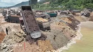 Massive Project! Huge Land Reclamation City Development Area More Bulldozer, Dump Truck Delivery