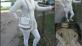 Вязаный кардиган пальто крючком размер 44  Knitted cardigan coat hook size 44