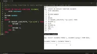 PLSQL user defined function to check whether given string is lower or not (UDF Demo-8)