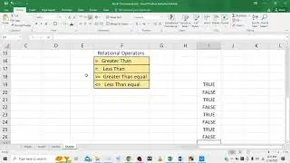 Relational Operators in Microsoft excel.