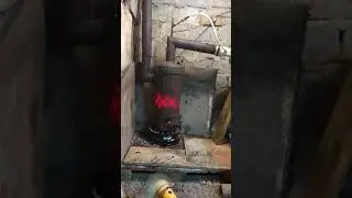 Печь на отработке из газового баллона с наддувом! (шахматная доска😀)