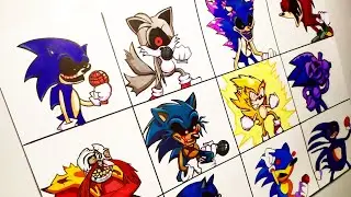 Drawing SONIC.EXE 2.0 FULL WEEK | Friday Night Funkin (FNF MOD)