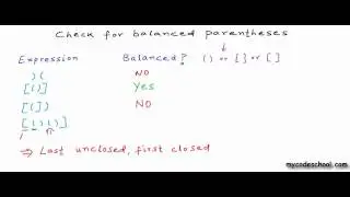 Check for balanced parentheses using stack