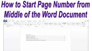 How to Start Page Number from Middle of the Word Document