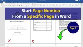 Start page Number form a specific page in Word