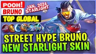 Street Hype Bruno, New Starlight Skin Gameplay [ Supreme Bruno ] ᴘᴏᴏʜ! - Mobile Legends Emblem Build