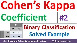 Cohen Kappa Coefficient | Kappa Score for Binary Classification in Machine Learning by Mahesh Huddar