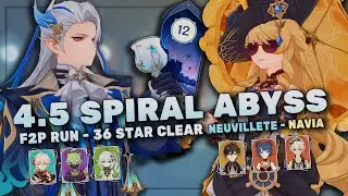 4.5 NEW ABYSS! - C0 NEUVILETTE & C0 NAVIA - 9 STAR CLEAR | Genshin Impact