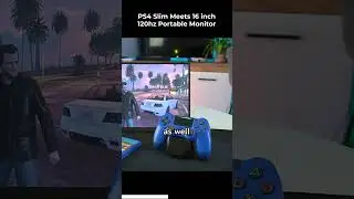 PS4 Slim Meets 16 Inch 120hz Portable Monitor #playstation #gta5, #gaming #shorts