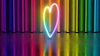 4K Rainbow Neon Glowing Heart Spinning Outline Shape