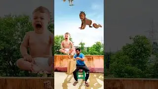 Flying crying babies Catching vs hen, parrot & puppy vs green lizard - Funny vfx magic 😄