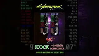 Memory Clock +1GHz Vs Stock Cyberpunk 2077 #shorts