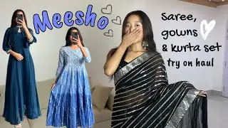 Meesho saree & gowns try on haul for festival season 🌟