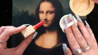 ASMR Wooden Makeup on Mona Lisa (triggers to help you relax, whispering)