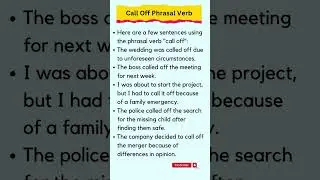 Call Off Phrasal Verb Part 1. 