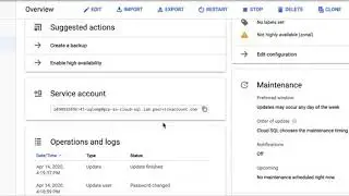 Video Showing Cloud SQL UI on GCP