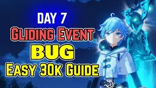 Day 7 Gliding Challenge - 100% GUARANTEED 30k Gold Guide (Bug) | Genshin Impact