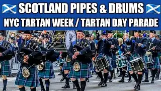 #2 🏴󠁧󠁢󠁳󠁣󠁴󠁿 Scotland PIPES & DRUMS / Tartan Day Parade NYC LIVE Tartan Week New York City