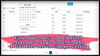 Filter date range | Data filter | Ajax date range search in php | Datatables server side processing