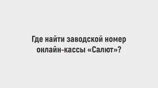 Где найти заводской номер онлайн-кассы "Салют"? 👀