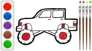 How to draw a monster truck step by step