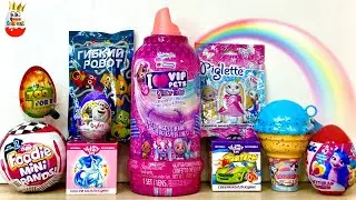 SURPRISE MIX! VIP PETS Glitter Twist, Foodie MINI BRANDS 2, Piglet, Unboxing Kinder Surprise