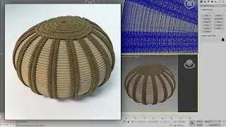 3D modeling 3d max Knitted pouf Вязаный пуф Обзор