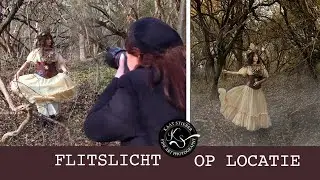 Fotoshoot in het bos met inflitsen vanaf een remote control