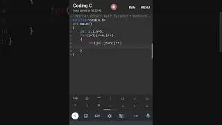 #7 C program | coding c | C language | mirror effect half pyramid 🌟 pattern | 