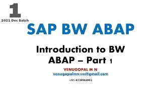 Live Session: iLearnSAPwithVENU - SAP BW ABAP - 1. Introduction to SAP BW ABAP | VENUGOPAL M N