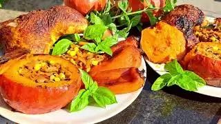 Stuffed Pumpkin with Spicy Chicken Thighs: An Autumn Feast!