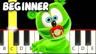 Nuki Nuki Song Gummy Bear - Slow and Easy Piano Tutorial - Beginner